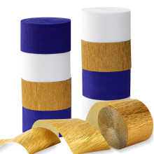 Marineblaue, weigoldene Krepppapier-Luftschlangen 9 Rollen, knigsblaue Abschlussfeier 2022, Mnner, Jungen, Geburtstagsparty-Dekorationen, Luftsc