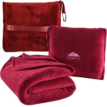 BlueHills Premium zachte reisdeken Kussen vliegtuigdeken Verpakt in zachte tas Kussensloop met handbagageriem en rugzakclip Compacte verpakking Lar