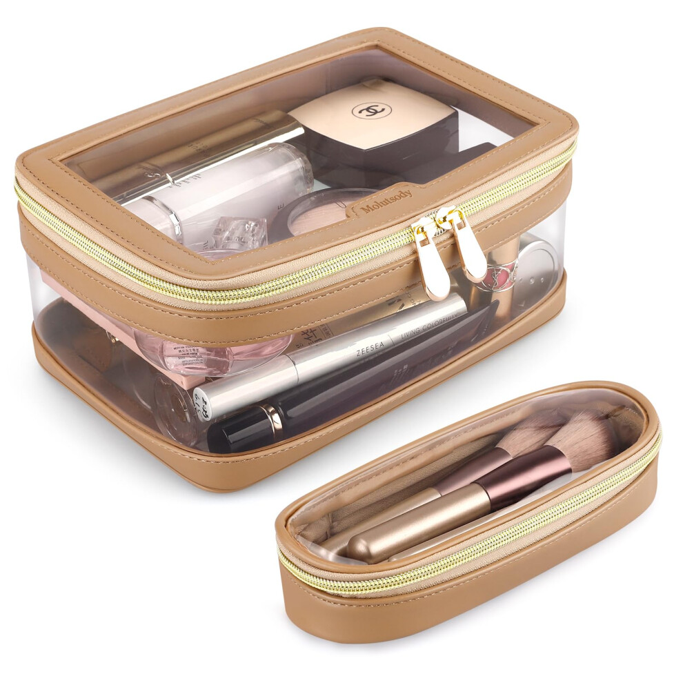 Trousse de maquillage transparente Molutsody avec    tui pour pinceaux de maquillage, trousse de toilette de voyage, portable et    tanche, sac de ra
