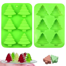 2 stuks kerstboom siliconen mallen 6 holtes anti-aanbak kerstboom bakvormen chocolade cakevormen voor het maken van snoepzeep ijsblokjespudding jelly