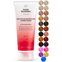 FOUR REASONS Color Mask - Red - (27 Colors) Toning Treatment Color Depositing Conditioner Tone & Enhance Color-Treated Hair - Semi Permanent Ha