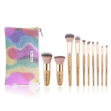 10-delige make-upborstelset Professionele make-upborstel met bamboe handvat Foundation Poeder Wenkbrauw Oogschaduw Wenkbrauw Concealer Lipborstels Ki
