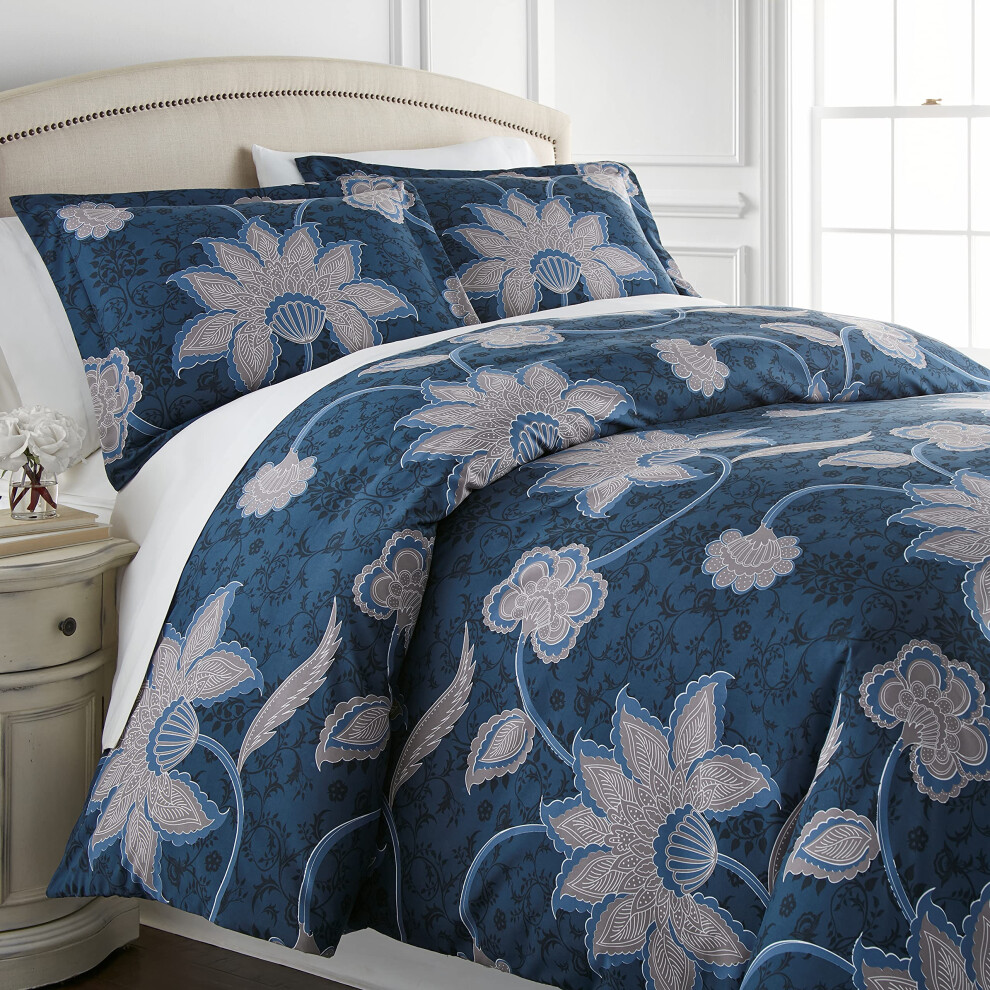 Southshore Fine Living Inc. Collection Grand Floral - Ensemble de couette 3 pi   ces pour lit double/grand lit, alternative au duvet toutes saisons