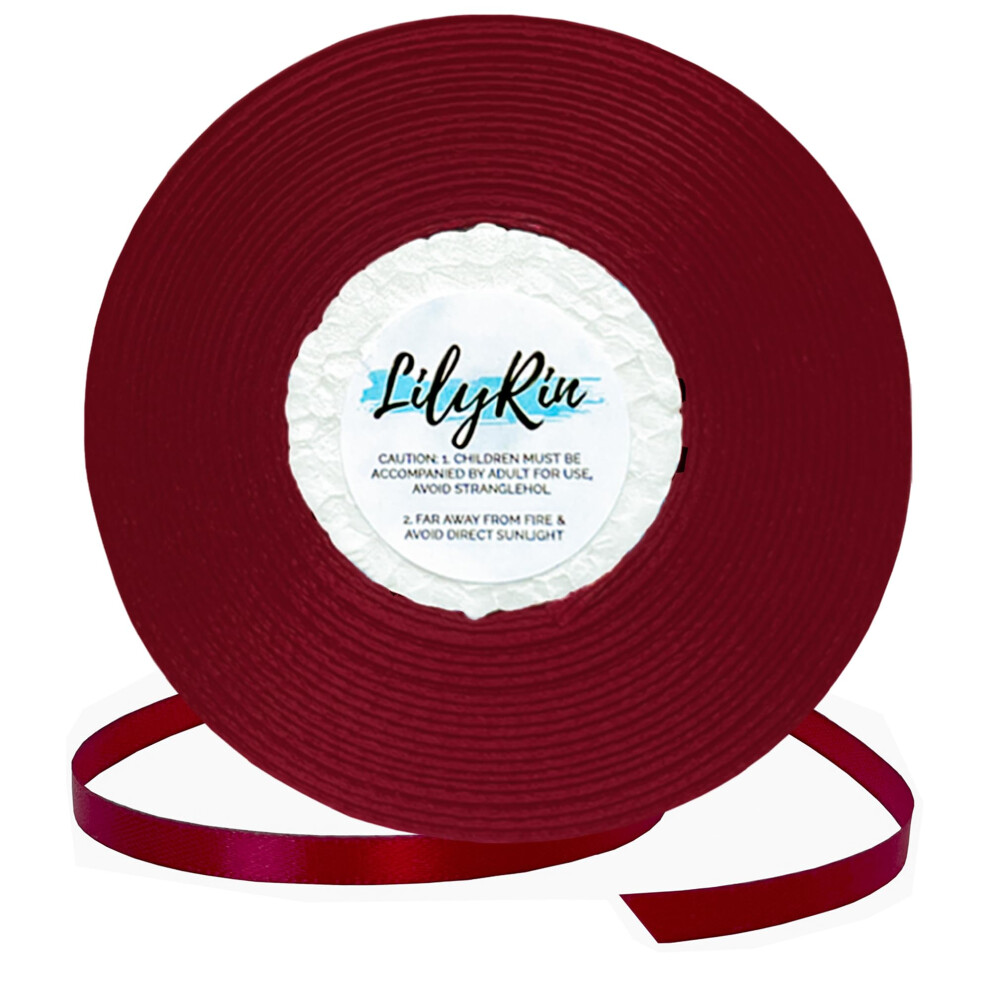 Dark Red Ribbon 3/8 Inches 36 Yards Roll Perfect for Scrapbooking Art Hair Bow Wedding Baby Shower Packing Wrapping Christmas Gifts Decorations DIY Pr