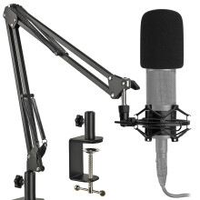 AT2020 Mic Stand with Shock Mount and Pop Filter Suspension Scissor Boom Arm with Upgraded Heavy Duty Clamp for Audio Technica AT2020 AT2020USB+ AT2