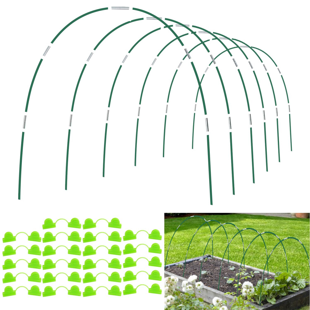 Aierden Lot de 36 arceaux de jardin pour plates-bandes sur   lev   es, 6 ensembles d'arceaux de serre de 2,4 m de long, tunnel de culture, arceaux de