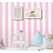 Self Adhesive Vinyl Pink and White Stripe Peel and Stick Wallpaper Shelf Liner for Walls Nursery Girls Bedroom Cabinets Dresser Drawer Furniture Decal