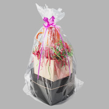 Bolsas de celof   n transparentes Amsthow de 45 x 63 cm, 20 unidades, con lazos, para regalo, cestas, regalos y frutas (45 x 63 cm)
