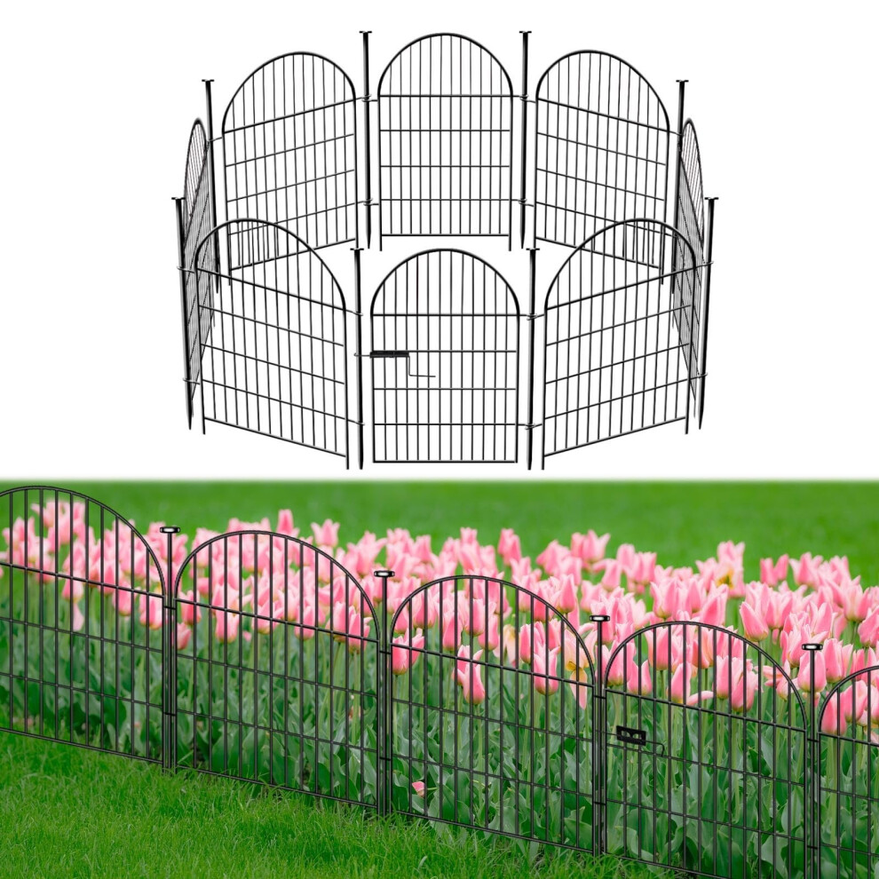 Clôture de jardin Okaygardn 81 cm (H) x 5,5 m (L) 8 panneaux de grande hauteur, barrière pour animaux avec portail, clôture pour chien, clôture d
