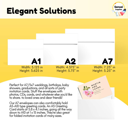 Envelopes 5x7 para convites - 110 envelopes brancos para cartes 5x7 - A7 - (5 x 7 polegadas) - Perfeito para casamentos, formatura, ch de beb 1