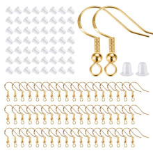 925 Sterling Silver Earring Hooks 200 PCS Gold Earring Hooks for Jewelry Making Hypoallergenic Fish Hook Earrings Making Kit DIY Earring with 200P