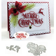 Vrolijk Kerst Rendier Metalen Snijstansen Vrolijk Kerst Rendier Sjablonen DIY Knutselen Kaarten Stansmessen Snijden voor DIY Embossing Kaarten Maken