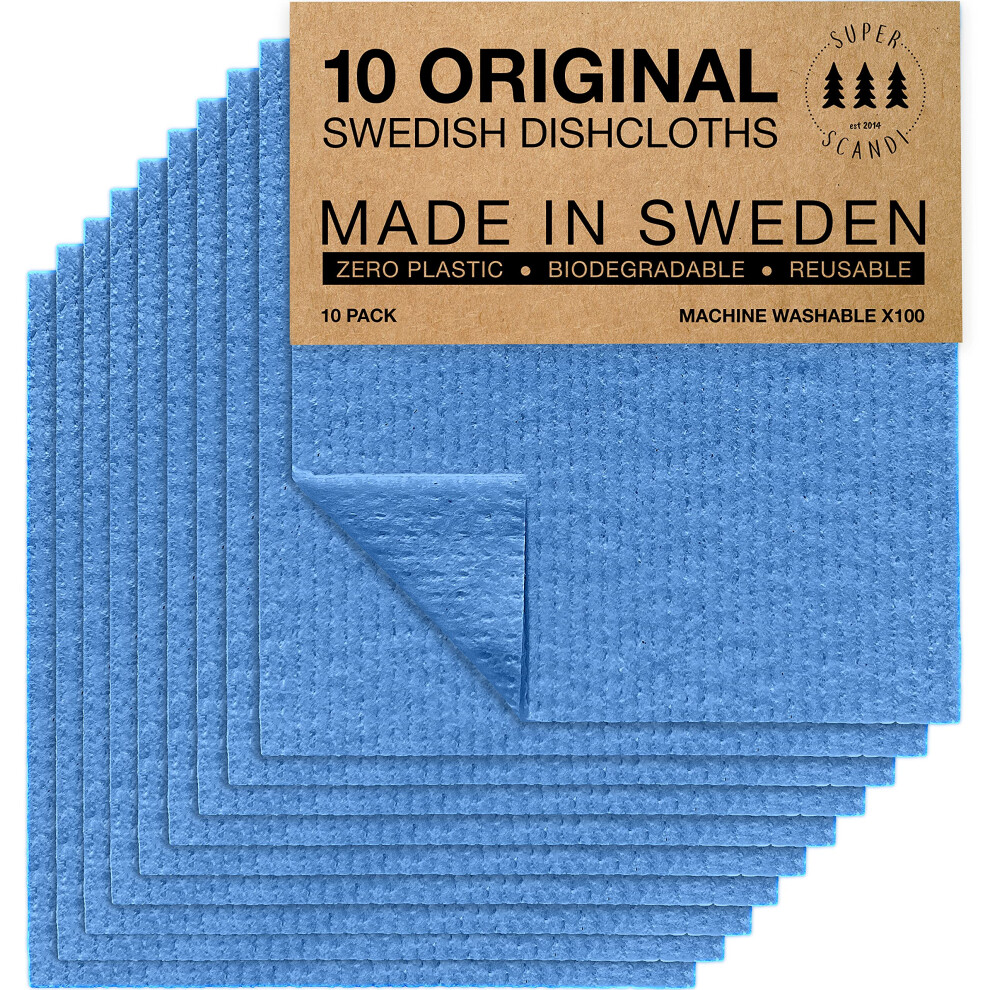 SUPERSCANDI 10 Pack Swedish Dishcloths for Kitchen - 100% Biodegradable & Compostable Reusable Paper Towels Washable  Food-Safe & Without Plastic - Di-image-OPC-PGGBW6D-NEW