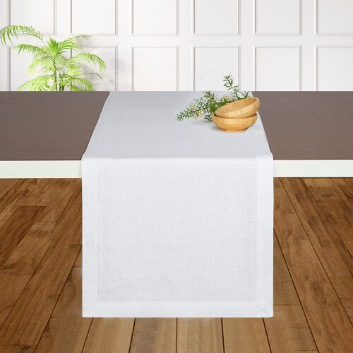 DMoksha White Table Runner 72 inches Long  Linen Table Runner  christmas Table Runner  Kitchen Table Runner for Fall  Thanksgiving - Machine Washable