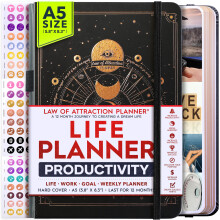 Life Planner - Undated Deluxe Weekly Monthly Planner a 12 Month Journey to Increase Productivity & Happiness Life Organizer Gratitude Journal Law