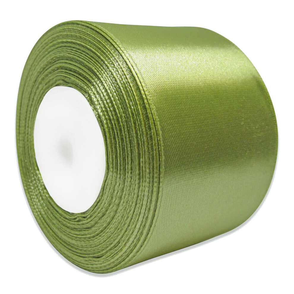 Satinband In Hellem Olivgrun, 5,1 Cm, Doppelseitige Bander Zum Verpacken Von Geschenken, Partydekoration, Blumenarrangements, Seidenband Fur Hoch-image