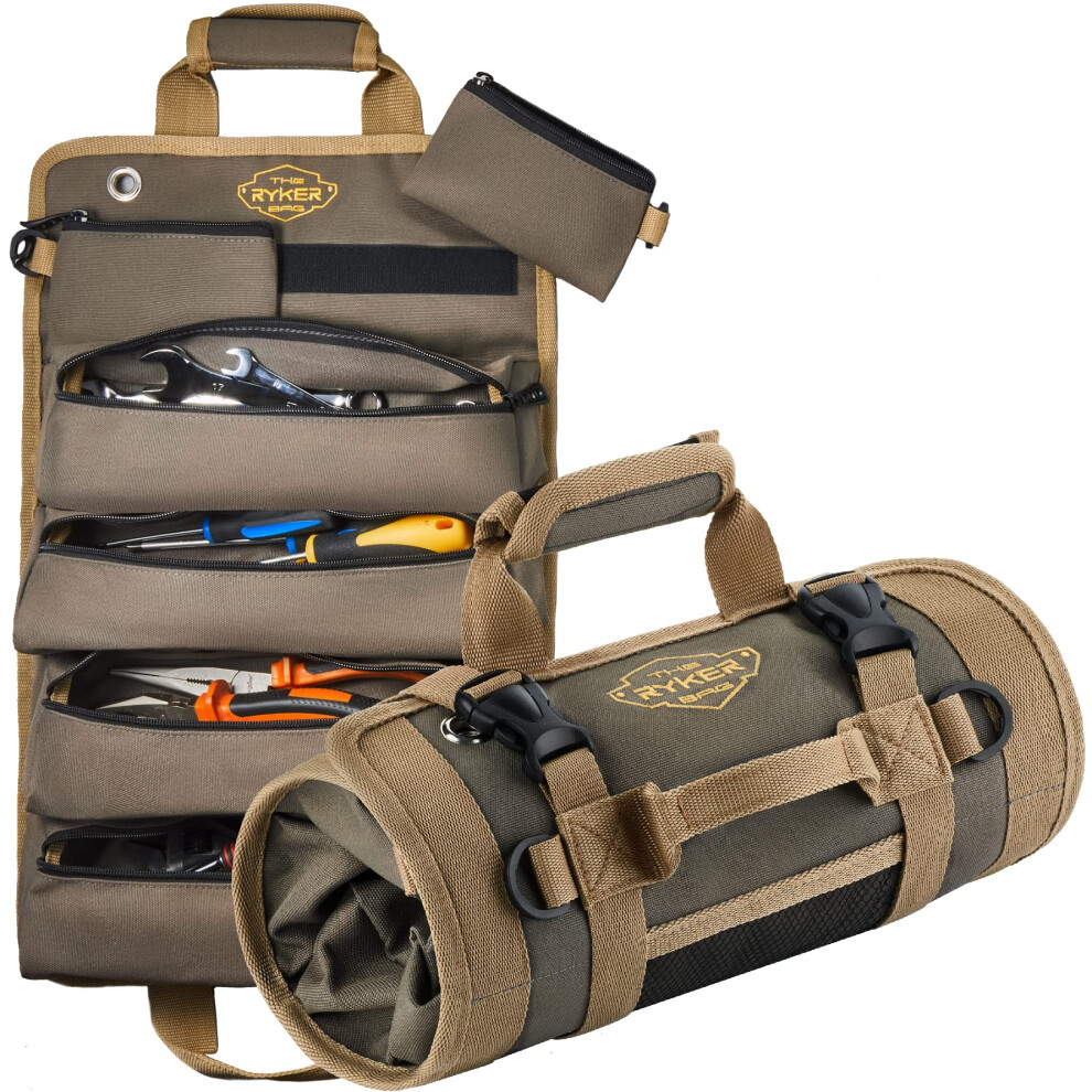 The Ryker Bag Tool Organizers - Small Tool Bag With Detachable Pouches Heavy Duty Roll Up Tool Bag Organizer With 6 Tool Pouches - Tool Roll Organize 787269751033