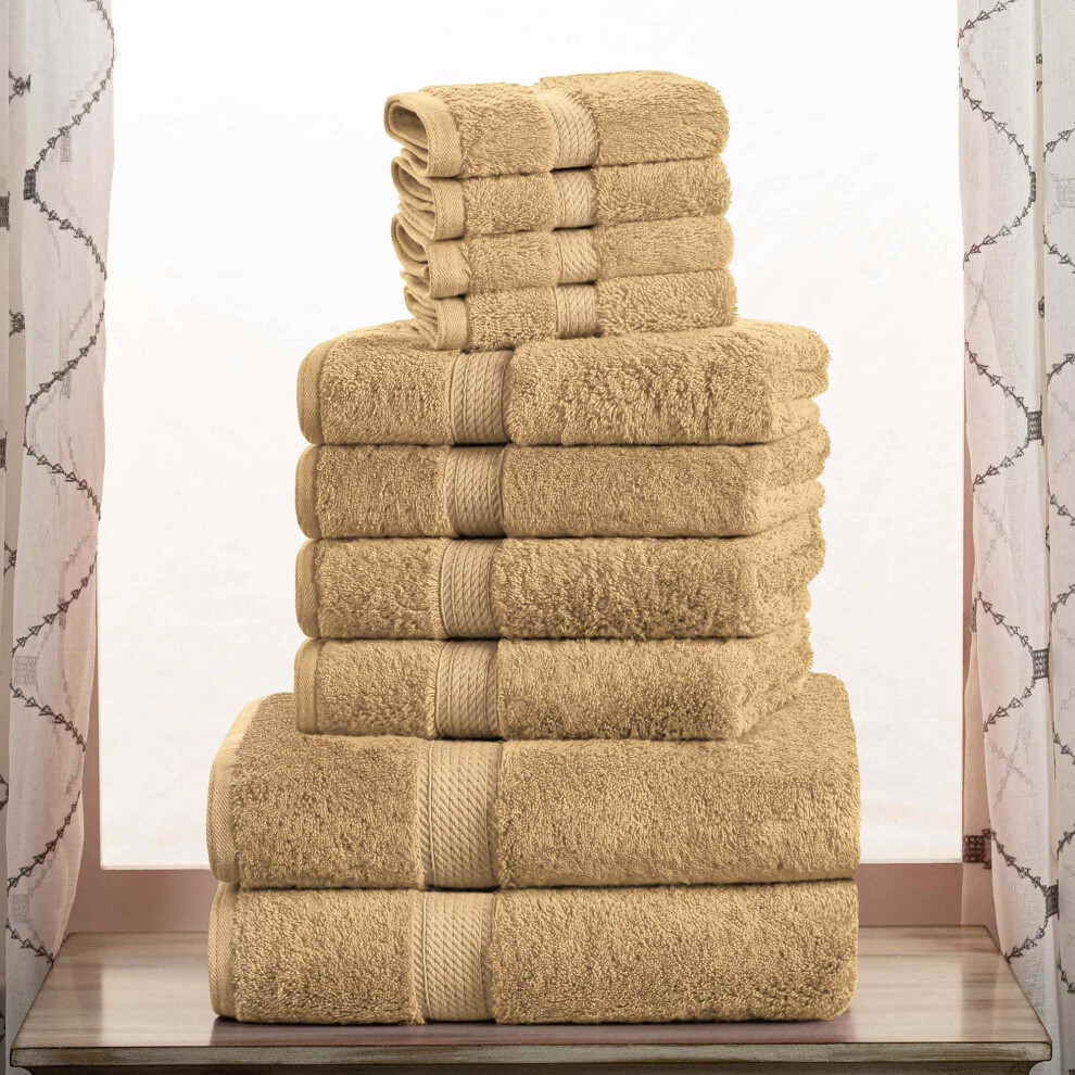 Ensemble de 10 serviettes en coton égyptien de qualité supérieure comprenant 2 serviettes de bain, 4 serviettes pour les mains et 4 serviettes po