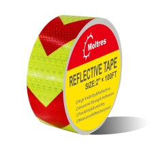 MOLTRES Wasserdichtes Reflektorband, Rot/Gelb, 5,1 cm x 30,5 m, Auff   lligkeitsklebeband, gut sichtbares Pfeil-Gefahrenwarn-Reflektorband f   r LKW,