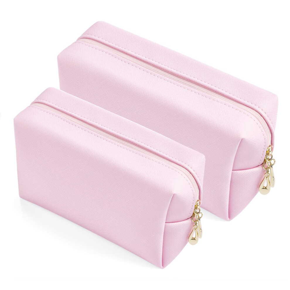 Sohynca 2Pcc Set Pu Leather Cosmetic Bag For Women Minimalism Makeup Bag For Daily Use Portable Storage Purse Small Neat Cosmetic Pouch Water-Resistan