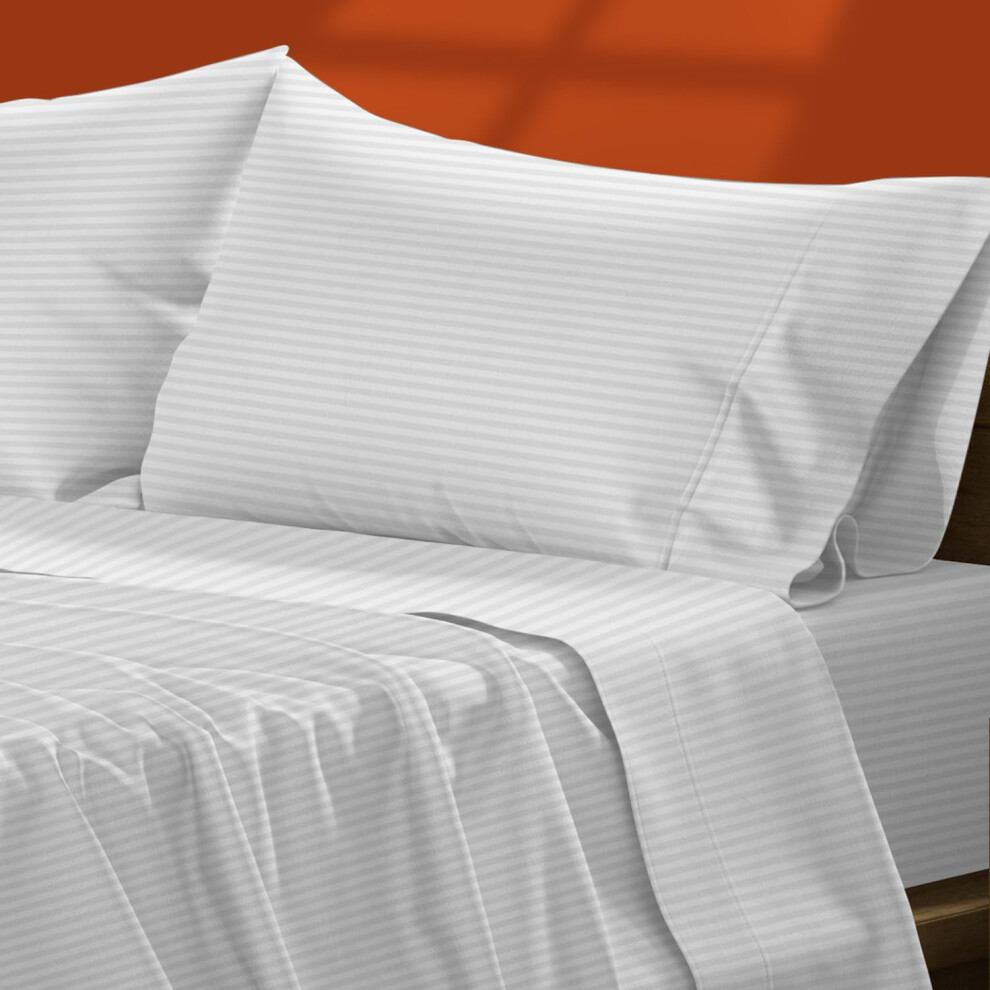 TEXAS LINEN CO. Parure de draps de luxe en coton égyptien à rayures pour lit king size, 600 fils au pouce carré, fibres extra longues, 4 pièces,