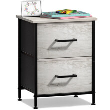 Sorbus Nightstand Dresser with 2 Faux Wood Drawers - Bedside Table Chest with Storage Bedroom Living Room Closet & Dorm Furniture Lamp Stand - Stee