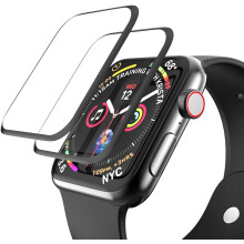 EWUONU [2 Pack Tempered Glass Screen Protector for Apple Watch SE 3 /SE 2 Series 6//5/4 40mm 3D Full Coverage [Easy Installation Frame] Waterpro