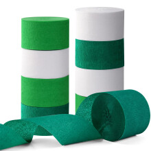Grn-weie Geburtstagsparty-Dekoration, Krepppapier-Luftschlangen 9 Rollen Dschungel-Themen-Papiergirlande, Luftschlange, St. Patrick's Day, neutra