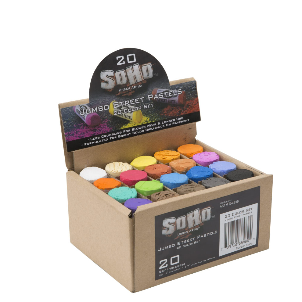 Soho Urban Artist Jumbo Sidewalk Chalk Pastels Street Soft For Pavement Sidewalks Concrete Or Brick Oil Pastels With Rich Pigment Smooth Durabl
