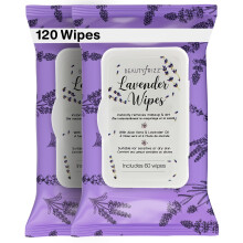 BeautyFrizz Lavender Face Cleansing Wipes - 120 pcs - Gentle Makeup Remover Wipes for Face and Neck - Facial Wipes with Aloe Retinol Castor and Vita