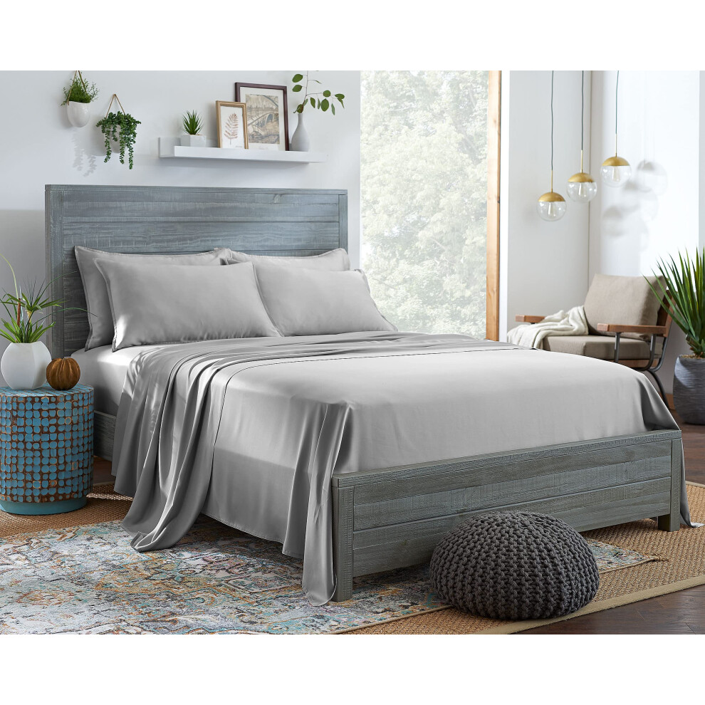 Parure de lit 4 pi   ces Stylinen 100 % eucalyptus bio, taille king size, en Tencel Lyocell, soyeux, doux et respirant, avec poches profondes de 40