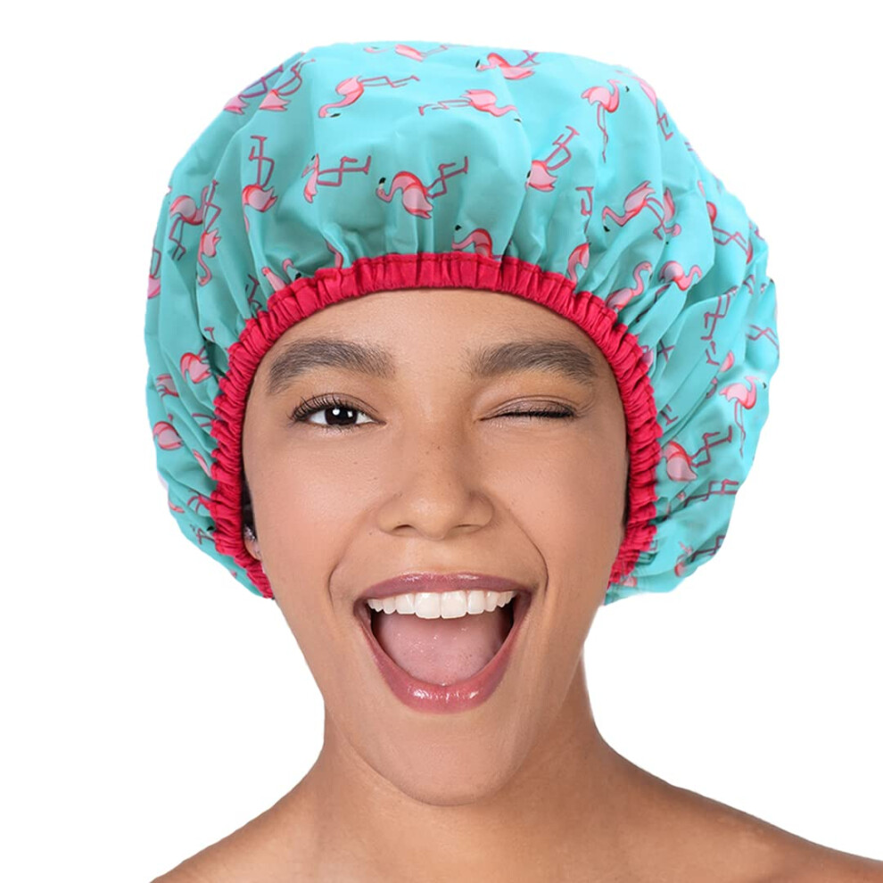 Betty Dain Reusable Shower Cap & Bath Cap & Lined Oversized Waterproof Shower Caps Large Designed For All Hair Lengths With Peva Lining & Elastic Band Stretch H