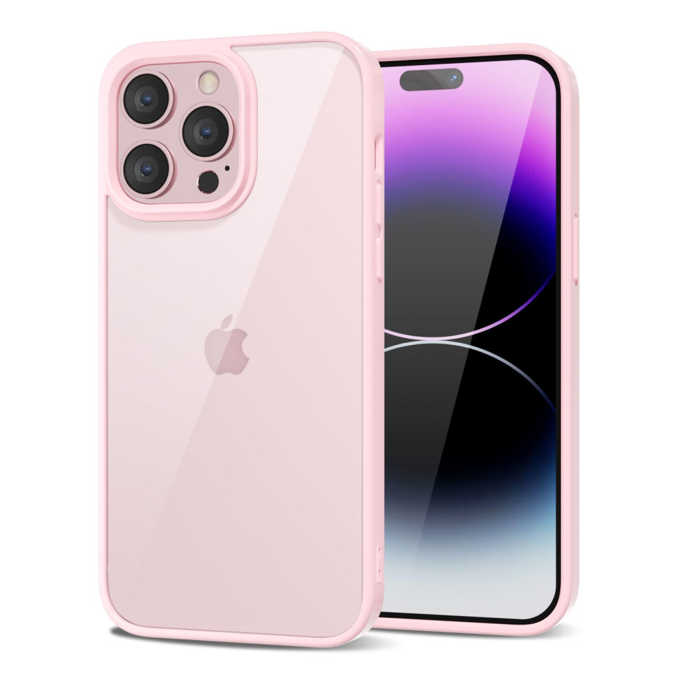 Coque Loeoel Pour Iphone 14 Pro Max, Transparente, Hybride, En Plastique Rigide Et Silicone Souple, Fine Et Anti-Jaunissement, Pour Femme, Rose Clair-image