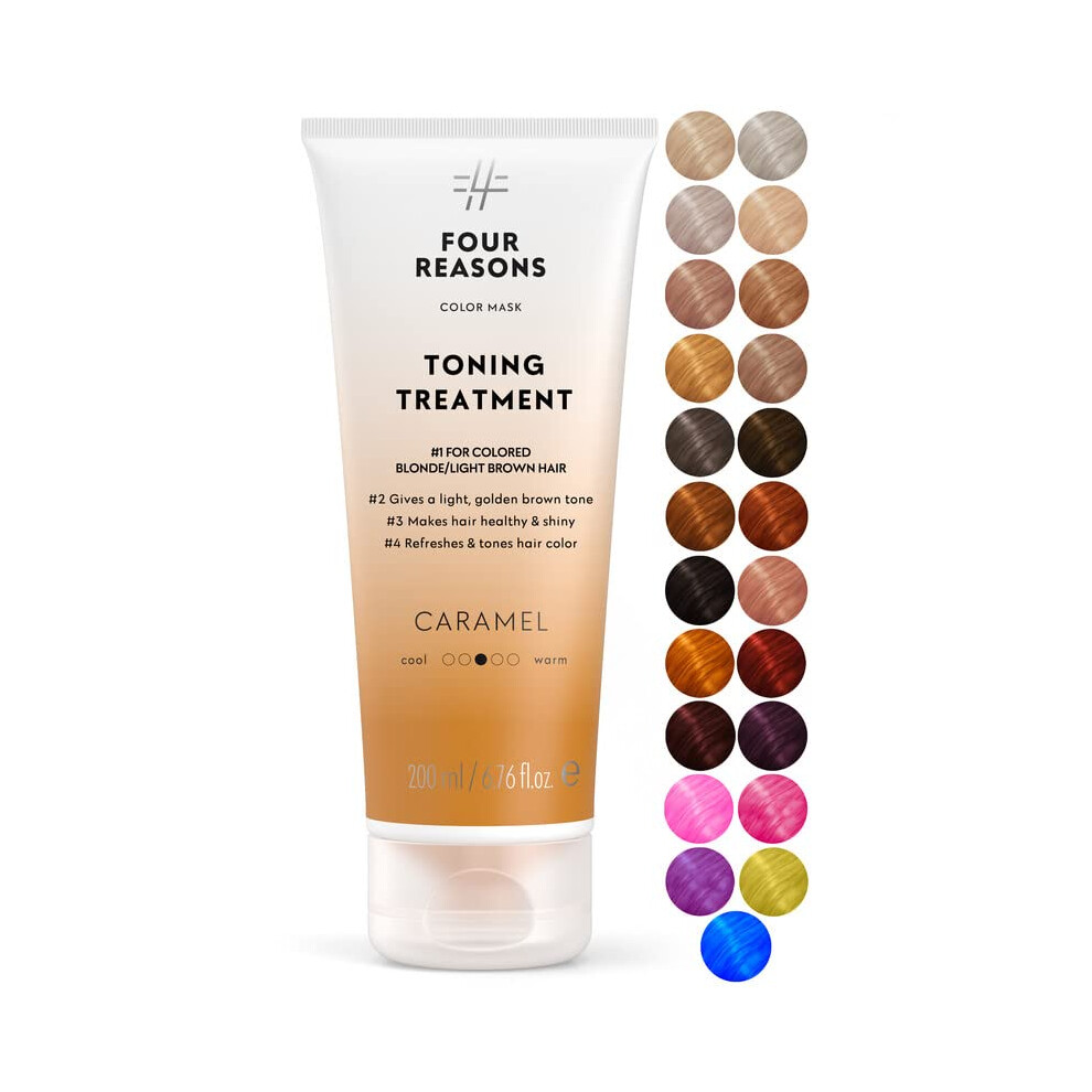 Four Reasons Color Mask - Caramel - (27 Colors) Toning Treatment Color Depositing Conditioner Tone & Enhance Color-Treated Hair - Semi Permanent Hai
