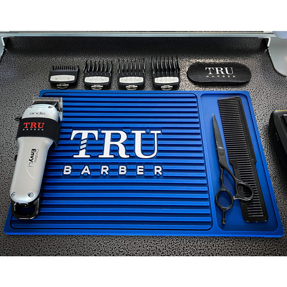 Tru Barber Organizer Mat 14 X 9 (Blau) Flexible Pvc-Stationsmatte, Professionelle Matte, Salon- Und Barbershop-Arbeitsplatzunterlagen, Sch Nheits-image