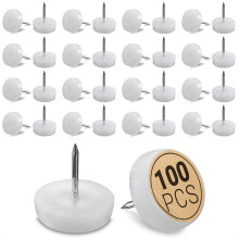100Pcs Nail Furniture Sliders for Hardwood Floors - Chair Leg Floor Protectors Round Nylon Sliders for Moving Furniture Table Feet Glides - 18mm Furni