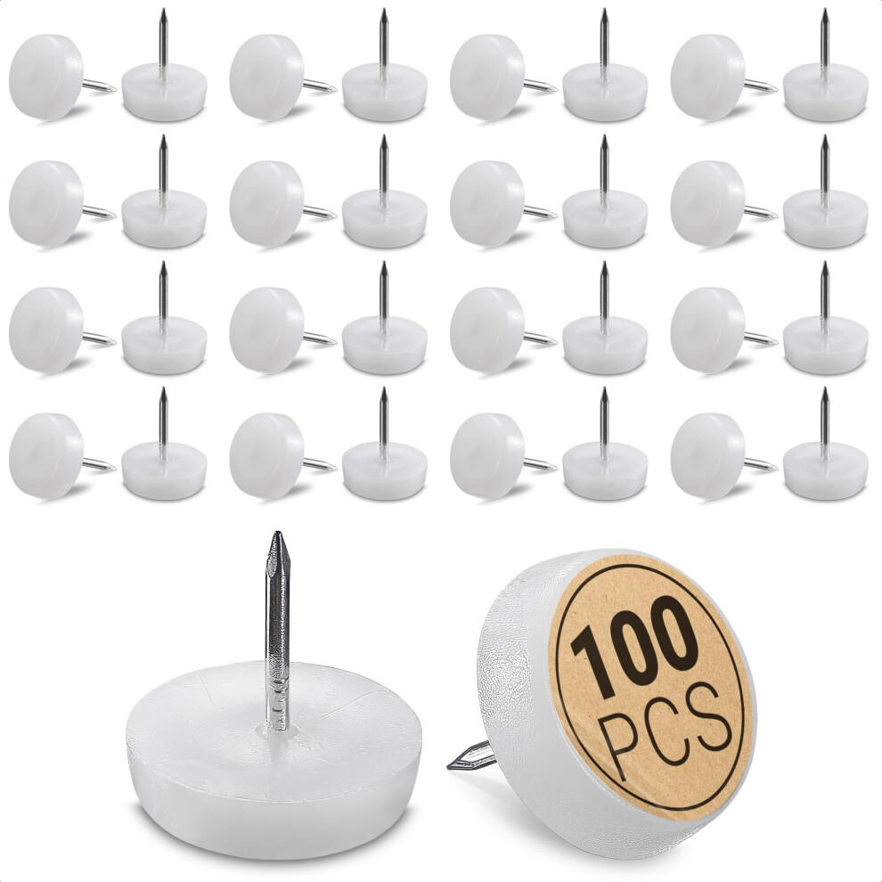 100Pcs Nail Furniture Sliders For Hardwood Floors - Chair Leg Floor Protectors Round Nylon Sliders For Moving Furniture Table Feet Glides - 18Mm Furni 702562388335