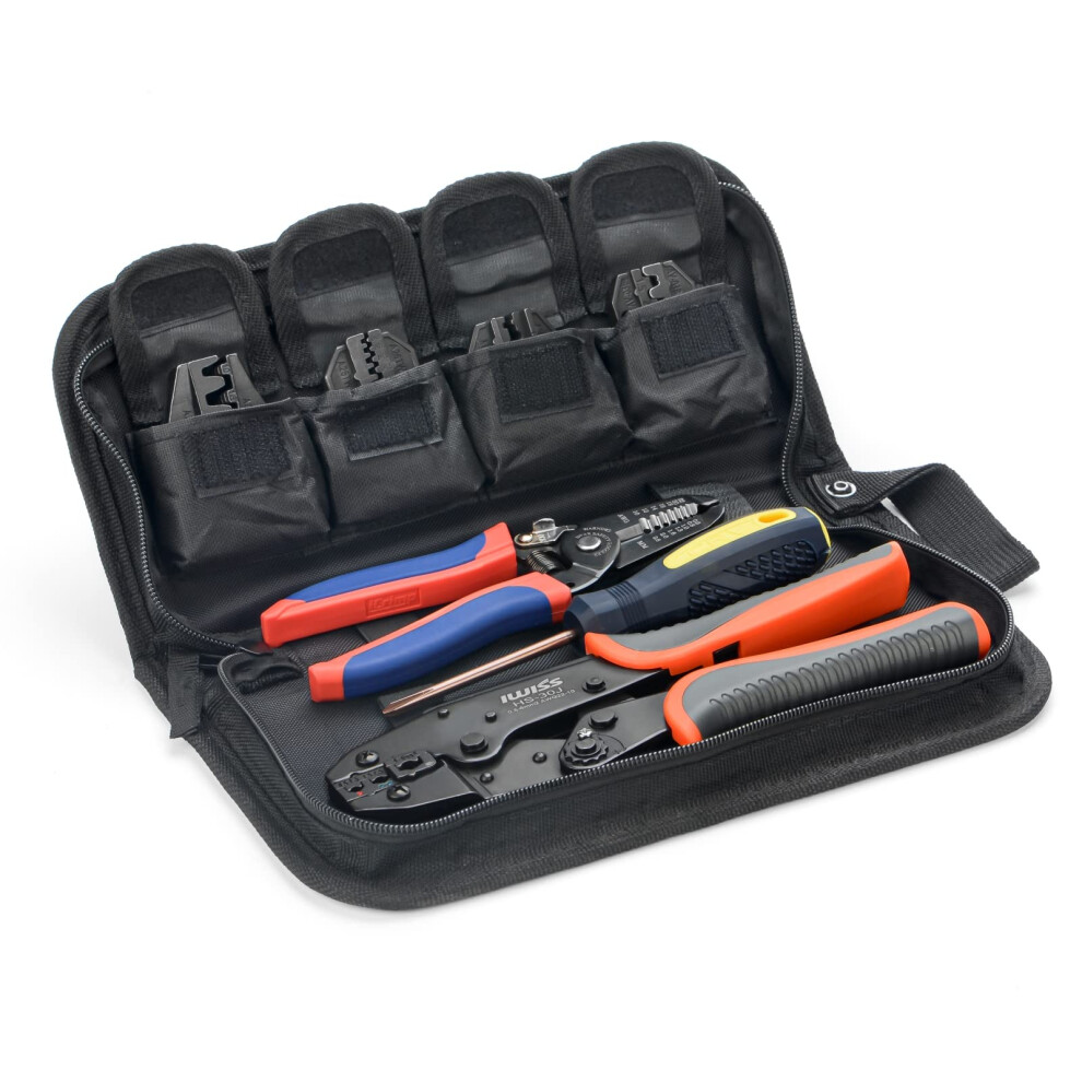 Icrimp Wire Crimping Tool Set With Wire Cable Stripper Ratcheting Wire Crimper Tool With 5Pcs Interchangeable Dies For Insulated And Non-Insulated Co 701715364806