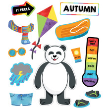 Carson dellosa 56-delt vejrbulletr?d S?t til klasselokaler Panda Bear med alle fire s?soner Bulletin Board Decorations Days of the Week Chart og