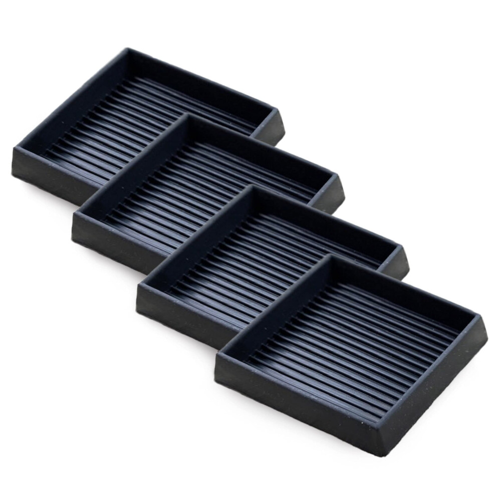 Castermaster Non Slip Furniture Pads- 3X3 Square Rubber Anti Skid Caster Cups Leg Coasters- Couch Chair Feet And Bed Stoppers- Anti-Sliding Floor 703674046991