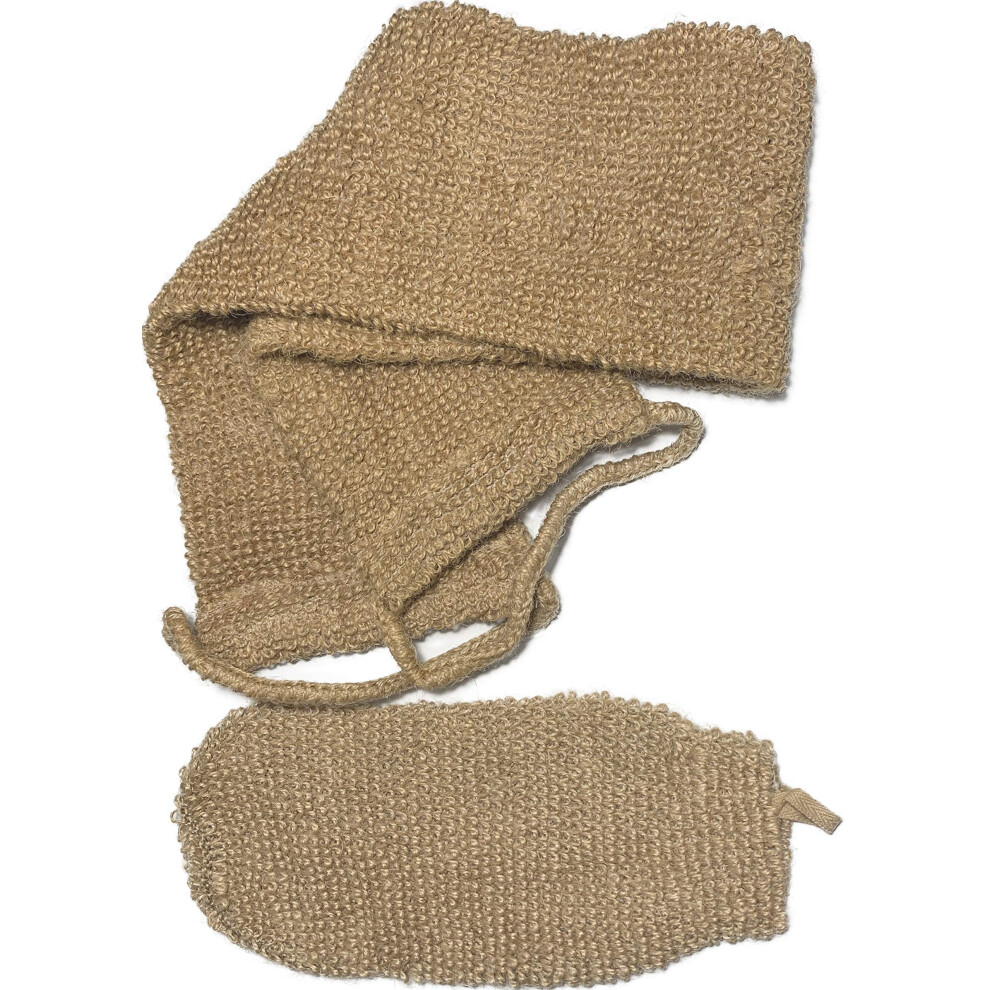 Mr.cui'shop 2 Pcs/Set Large Natural Exfoliating Hemp Back Scrubber For Shower For Men And Women - Rub Glove Mitt Mitten - Deep Clean & Invigorate Your Skin - Mach