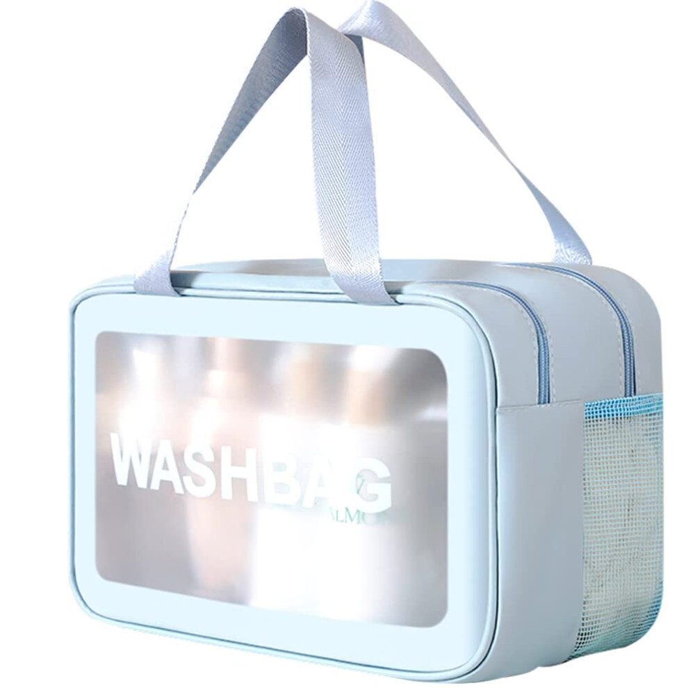 Yimike Travel Toiletry Bag 2 In 1 Large Clear Makeup Bags Cosmetics Bag Transparent Skin Care Bag For Toiletries Waterproof & Draining Pvc Toiletry O