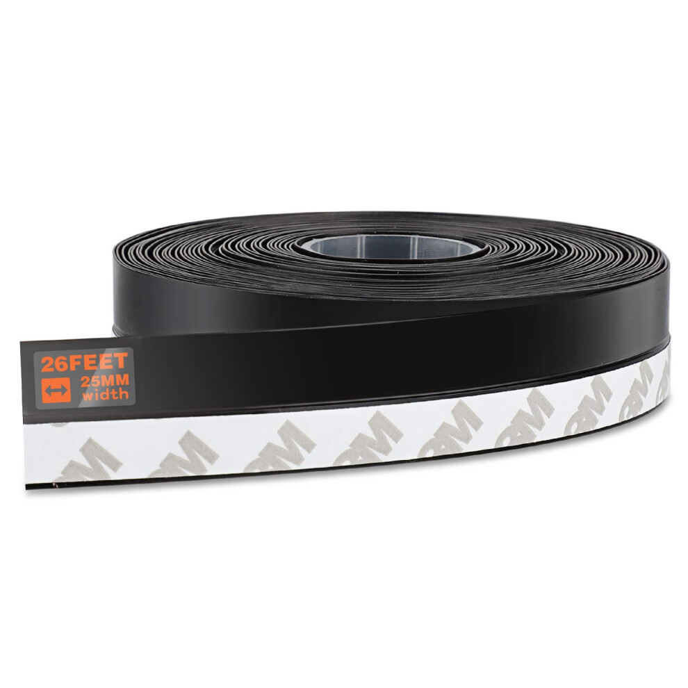 Joint d'  tanch  it   en silicone pour portes, fen  tres et vitres de douche (26 pieds) (noir, 25 mm)