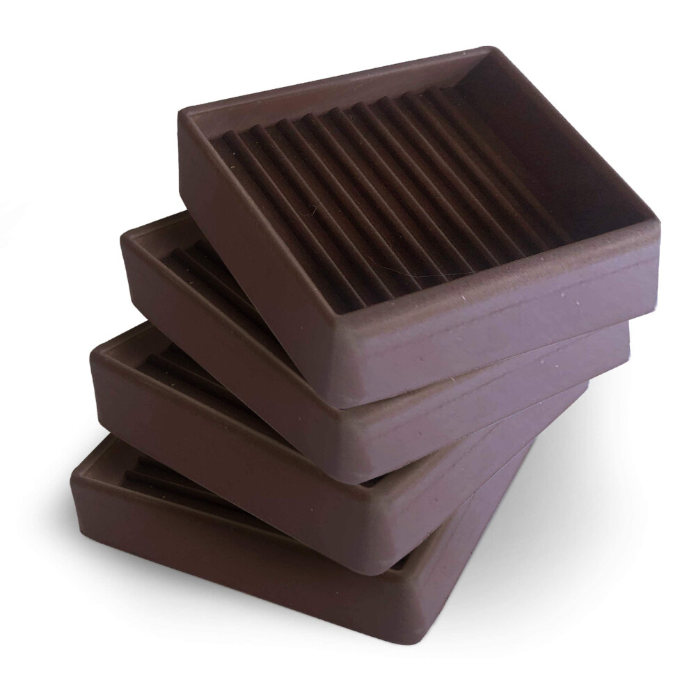 Castermaster Non Slip Furniture Pads- 2X2 Square Rubber Anti Skid Caster Cups Leg Coasters- Couch Chair Feet And Bed Stoppers- Anti-Sliding Floor 789554933650