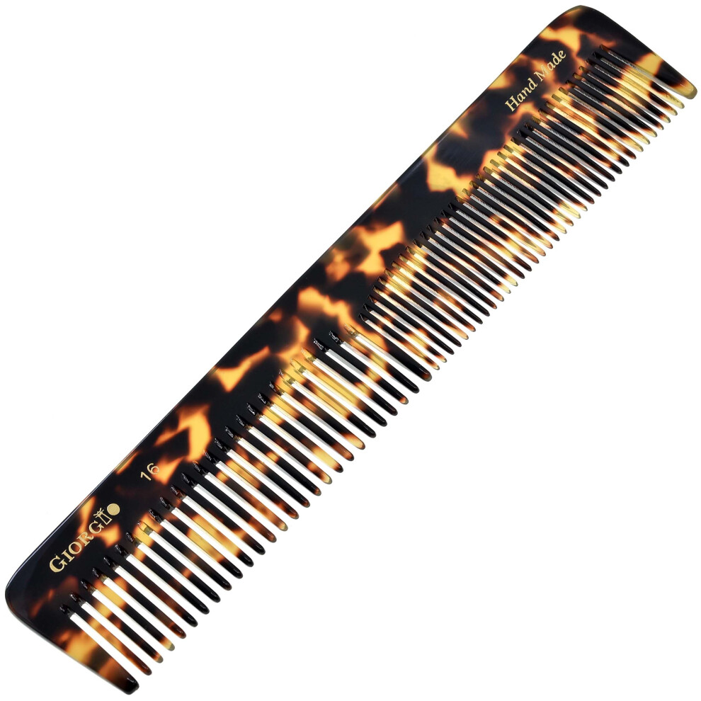 Giorgio Hair Comb And Detangler Comb - 7.2 Inch Tokyo Shell Finish Hair Styling Barber Comb For Men And Women - Saw Cut Comb For Hair Beard And Musta