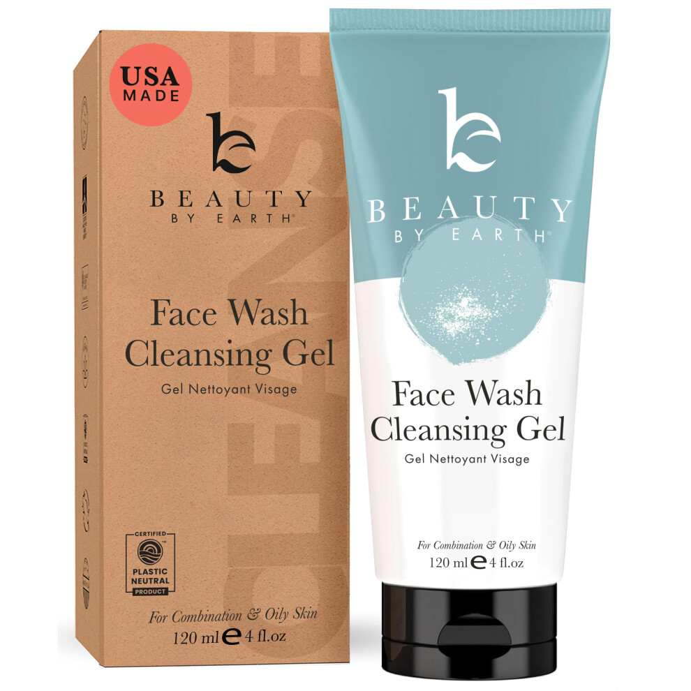 Beauty By Earth Face Wash - Usa Made With Natural & Organic Ingredients Facial Cleanser For Acne Prone Combination And Oily Skin Non Toxic Face Wash For Sensitive