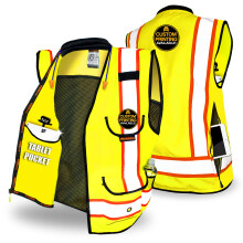 KwikSafety - Charlotte NC - GODFATHER Vesta de siguran?a [GULER CAPTATE] Clasa 2 ANSI OSHA Vizibilitate nalta 9 buzunare Plasa reflectorizant re