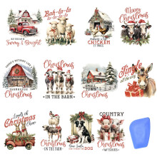 ZMRU 24 vellen vintage kerstwrijftransfers voor ambachten wrijftransfers Kerstmis voor houten meubelstickers glas porselein leer canvas stofprojecten