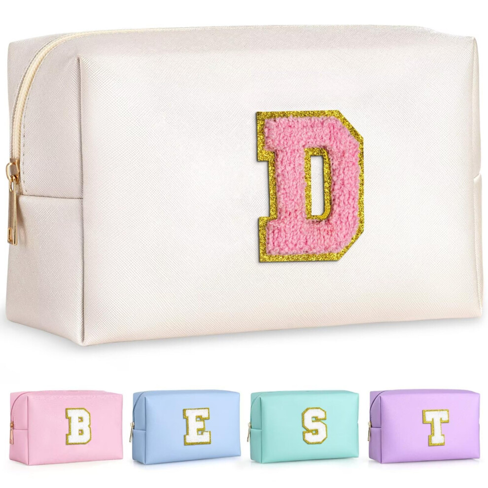 Bovenoost Topeast Preppy Small Makeup Bag Chenille Letter Pouch Cosmetic Bag With Zipper Pu Leather Waterproof Toiletry Bag Personalized Birthday Gift For Wo