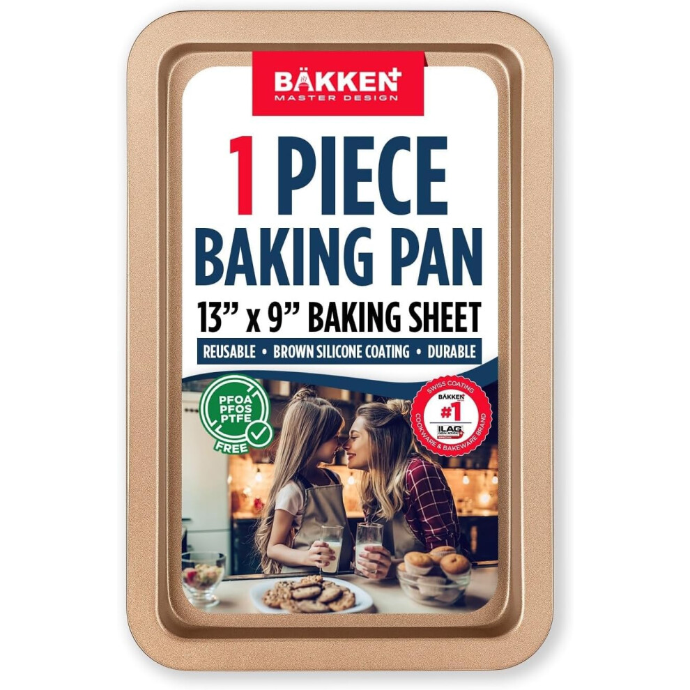 BAKKEN Kitchen Baking Pans - Nonstick Brown Coating 13.18? ? 8.66? Commercial Grade Carbon Steel Cookie Sheet Baking Kitchen Essentials PFOA